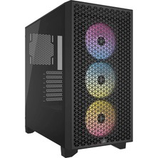 Corsaır Icue 3000D 3x AR120 Rgb Aırflow  Temperli Cam Mid-Tower Siyah Gaming KASA-CC-9011255-WW