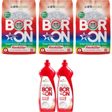 Boron Toz Temizlik Ürünü Renkliler 3 Adet + Boron Sıvı Elde Bulaşık 2 Adet