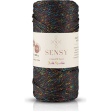 Sensy Multi Sparkle Simli Çok Renkli Polyester Makrome Ip 2mm 200 gr