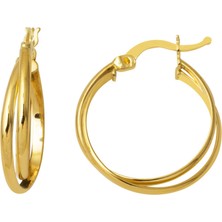 Bilezikci 14 Ayar 2,5 Cm. Çaplı Ikili Halka Küpe Altın