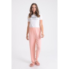 Pınkmark Kadın Beli Lastikli Rahat Kesim Pamuklu Battal Büyük Beden Pijama Altı  PMPT25695