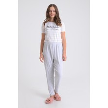 Pınkmark Kadın Beli Lastikli Rahat Kesim Pamuklu Battal Büyük Beden Pijama Altı  PMPT25695