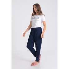 Pınkmark Kadın Beli Lastikli Rahat Kesim Pamuklu Battal Büyük Beden Pijama Altı  PMPT25695