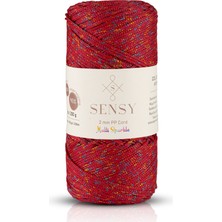 Sensy Multi Sparkle Simli Çok Renkli Polyester Makrome Ip 2mm 200 gr