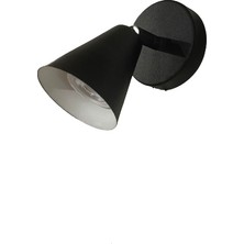 Rsylight Metal Mafsallı Siyah Spot 180 Derece Armatür  Aplik Beyaz LED Ampullü