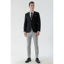 Morven  Erkek Siyah Kareli Kombinli Slim Fit Takım Elbise