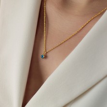 Diamine 14 Ayar Altın Nazar Boncuklu Halat Burgu Kolye