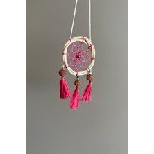 Miamantra Rattan Kasnaklı El Yapımı Araba Süsü/kapı Süsü Düş Kapanı/dreamcatcher-Pembe-7 cm Çap