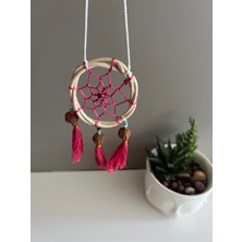 Miamantra Rattan Kasnaklı El Yapımı Araba Süsü/kapı Süsü Düş Kapanı/dreamcatcher-Pembe-7 cm Çap