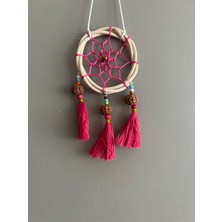 Miamantra Rattan Kasnaklı El Yapımı Araba Süsü/kapı Süsü Düş Kapanı/dreamcatcher-Pembe-7 cm Çap