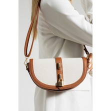 Valu Accessorize Kadın Krem-Taba Çarpraz Kilit Detaylı Omuz Çantası