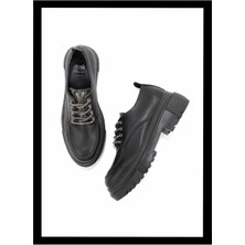 Bambi Siyah Platin Taşlı  Kadın Loafer Ayakkabı K01503741709