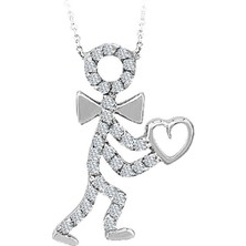 Sirius Pırlanta Pırlanta Taşlı Kalpli Çöp Adam Kolye 0401P0092