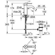 Grohe Essence Tek Kumandalı Lavabo Bataryası 1/2" S-Boyut - 24171DA1