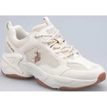 U.S. Polo Assn. Maybe Wmn Kadın Bej Sneaker Deri Malzeme ile Düz Taban ve Bağcıklı Tasarım