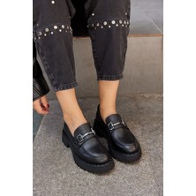 Nilufarr Ossy Siyah  Deri Kadın Loafer