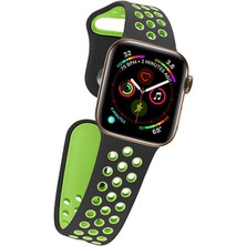 Mobicas Apple Watch 9 Uyumlu 41MM Delikli Silikon Kordon-02 Siyah