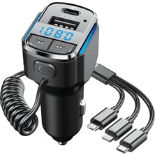 Hytech HY-XCB50 USB 5V 3.1A LED Ekran USB Siyah 3 In 1 Şarj Kablolu Bluetooth Fm Transmitter