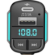 Hytech HY-XCB50 USB 5V 3.1A LED Ekran USB Siyah 3 In 1 Şarj Kablolu Bluetooth Fm Transmitter