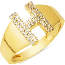 Bilezikci H Baş Harfi Altın Yüzük 14 Ayar