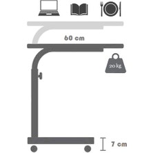 servetavcı Filament Yükseklik Ayarlı Laptop ve Servis Sehpası - Ceviz (Tekerli)