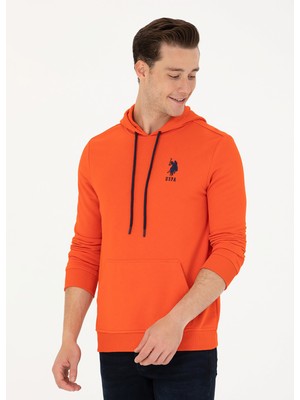 U.S. Polo Assn.  Kapüşon Yaka Turuncu Erkek Sweatshırt GURINSK023