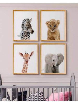 Trend Poster 4 Parça Salon Oturma Odası Ev Dekorasyon Çerçeve Görünümlü Arkası Yapışkanlı Ahşap Mdf Tablo Set