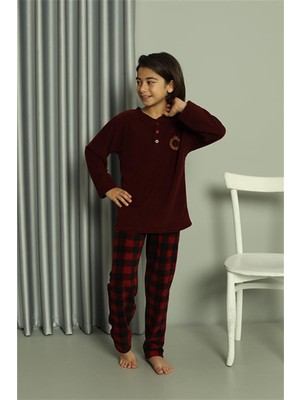 Akbeniz Erkek Çocuk Welsoft Polar Bordo Pijama Takımı 20549