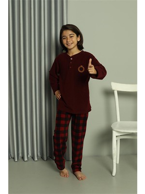 Akbeniz Erkek Çocuk Welsoft Polar Bordo Pijama Takımı 20549