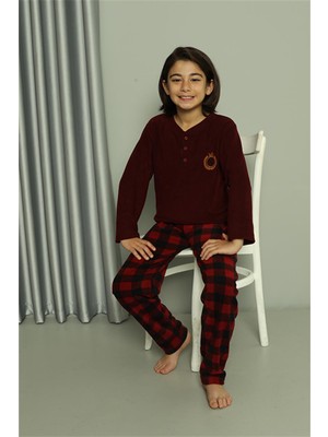 Akbeniz Erkek Çocuk Welsoft Polar Bordo Pijama Takımı 20549