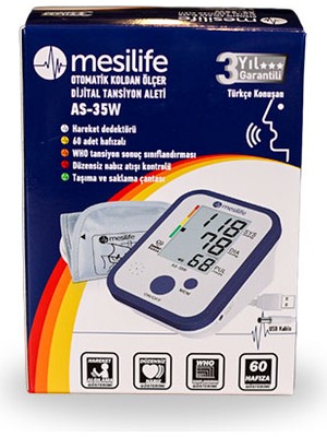 Mesilife AS-35W Konuşan Dijital Tansiyon Aleti Üst Koldan Ölçüm Yapabilen Taşınabilir