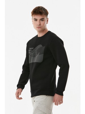 Baskılı Bisiklet Yaka Sweatshirt