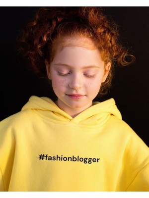 Lolli Boom Kids  Kız Çocuk Nakışlı Slogan Hashtag Oversize Alt Üst Takım Kapüşonlu 3 Iplik Şardonlu