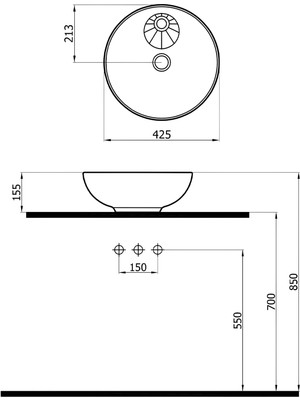 Newarc Newart Batarya Delikli Çanak Lavabo 5010BT