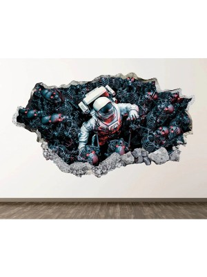 Kt Grup Uzayda Astronotlar Full Hd 3D Modern Sticker Kaplamalar