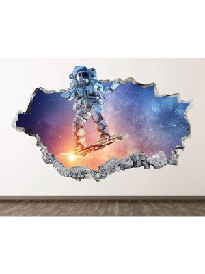 Kt Grup Uzayda Astronotlar Full Hd 3D Modern Sticker Kaplamalar