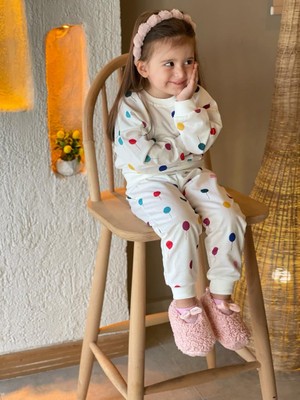 Bufu Design Renkli Balon Baskılı Uzun Kollu Çocuk Alt Üst Ikili Takım