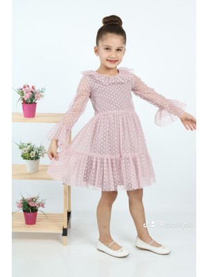 Çocuk Yolu Kids Çocukyolukids Puantiyeli Tüllü Pudra Kız Çocuk Elbise A1111141111016