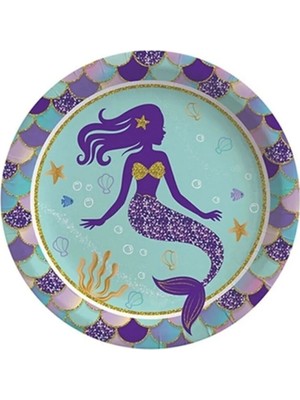 Tinky Winky Deniz Kızı Temalı Tabak 8 Adet Deniz Atı Yıldız Ahtopot Konsept Little Mermaid 23 cm Lisanslı