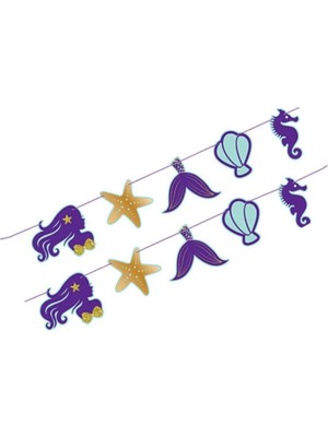 Tinky Winky Pırıltılı Deniz Kızı Özel Kesim Banner Ipli Yazı Flama Istiridye Deniz Atı Yıldız Temalı Konsept