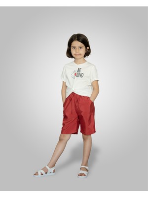 Zana Kids 5-8 Yaş Kız Çocuk Papatya Desenli Şortlu Takım - Kırmızı