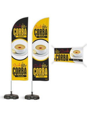 ReklamEdiyoruz Çorba 2 Yelken Bayrak + Branda Pankart Paketi V1