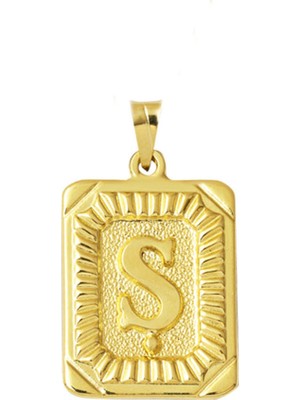 Bilezikci Ş Harf Kolye Ucu 14 Ayar Kare Altın Plakalı