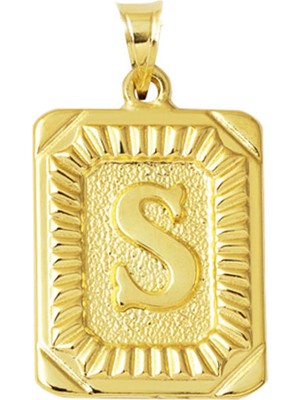 Bilezikci Kare Altın Plakalı 14 Ayar S Harf Kolye Ucu