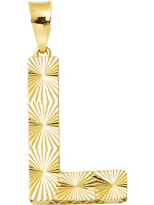 Bilezikci 14 Ayar Altın Işlemeli L Harf Kolye Ucu