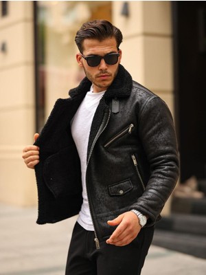 Mero Life Erkek Napa Deri Içi Full Kürklü Yüksek Kalite Slim Fit Mont & Ceket