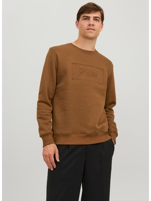 Jack & Jones Bisiklet Yaka Kahve Erkek Sweatshırt 12241106_JPRBLABLAKE Sweat Crew Nec