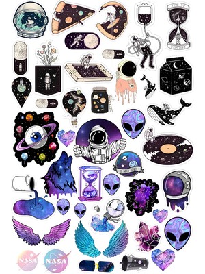 Bsb Uzay Sticker Telefon Laptop Notebook Tablet Defter Matara Stiker Etiket ST411