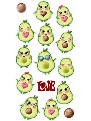 Bsb Avokado Sticker Telefon Laptop Notebook Tablet Defter Matara Stiker Etiket ST458