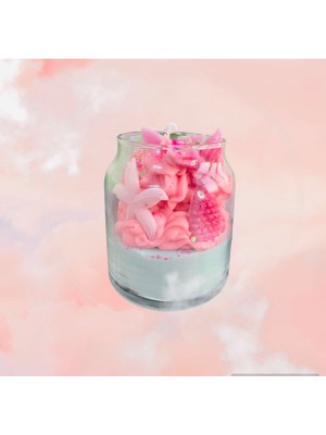 Mhyssa Natural Pink Mermaid Scented Candle(Ocean)/ Pembe Denizkızı Okyanus Aromalı Dekoratif Mum